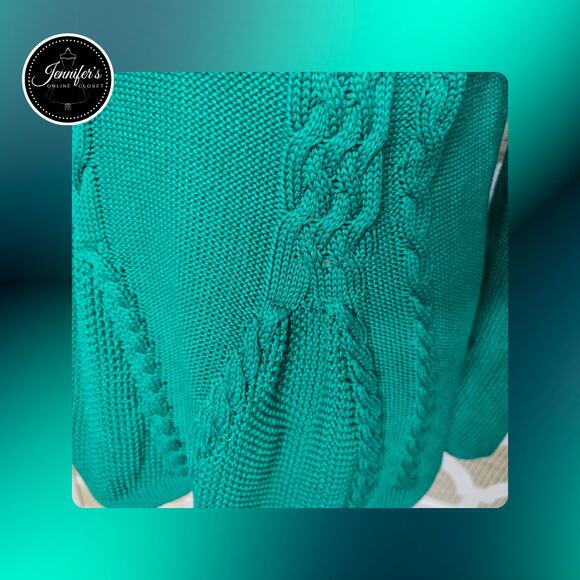 Cupio Women's Emerald Green Cable Knit Peplum Sweater Size XL - Picture 10 of 13